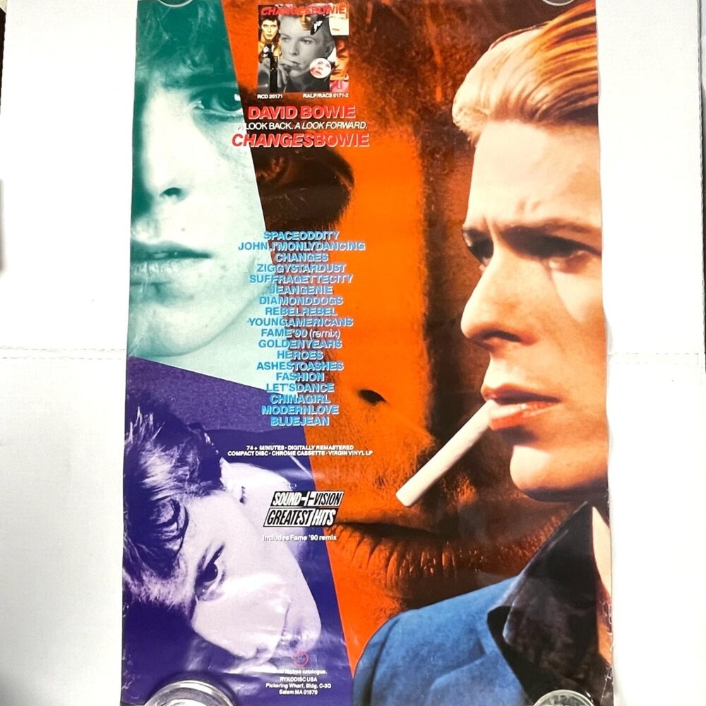 David Bowie Changes Sound + Vision Greatest Hits Vtg Ryko Promo Poster 24" x 36"